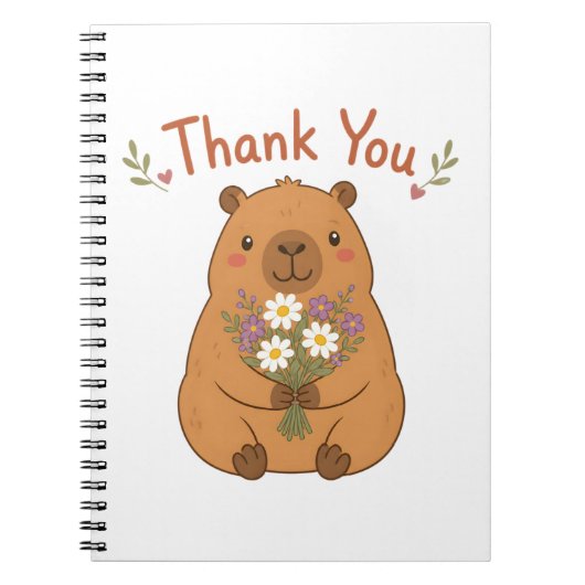Cahier Fleurs Sauvages Merci Capybara Mignon (Devant)