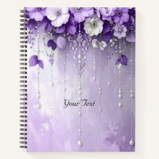 Cahier Fleurs Violettes avec Perles Pendantes