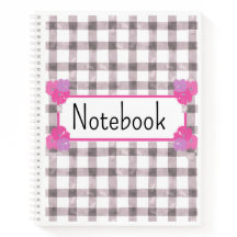 Cahier floral à carreaux roses