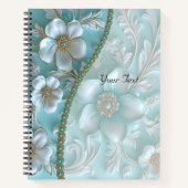 Cahier floral blanc sarcelle (Devant)