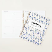 Cahier floral bleu élégant (Devant avec enveloppe)