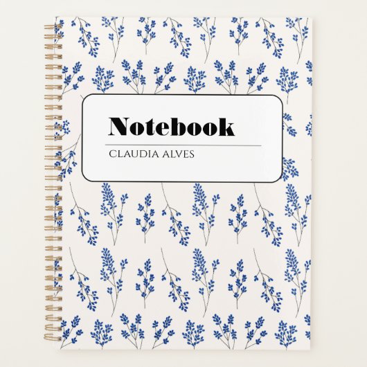 Cahier floral bleu élégant (Devant)