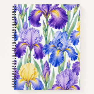 Cahier floral Iris bleu violet et jaune