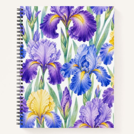 Cahier floral Iris bleu violet et jaune (Devant)