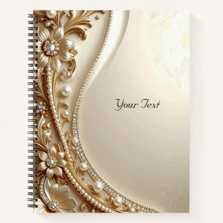 Cahier floral orné élégant en or