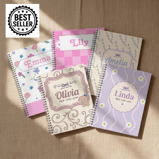 Cahier floral personnalisé pour filles