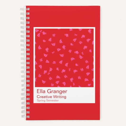 Cahier floral rouge et rose (Recto)