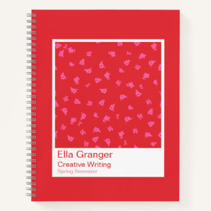 Cahier floral rouge et rose