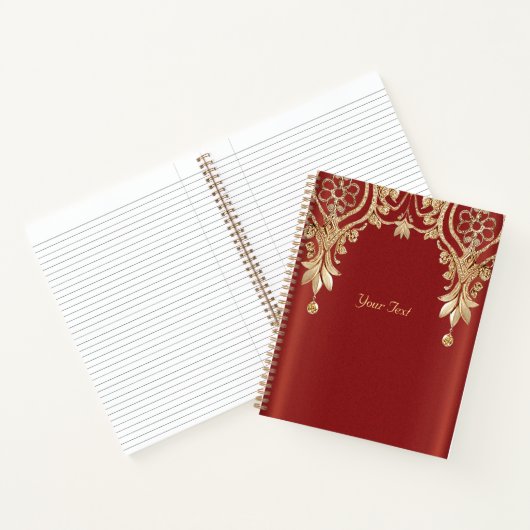 Cahier Floral Rouge Or Moderne (Intérieur)