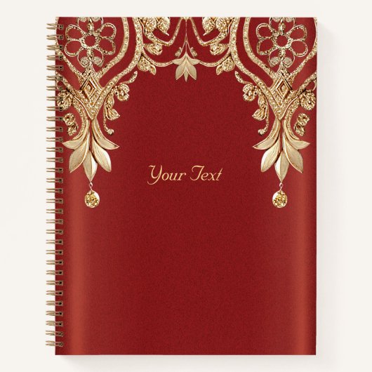 Cahier Floral Rouge Or Moderne (Devant)