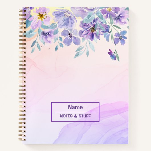 Cahier floral violet romantique (Devant)