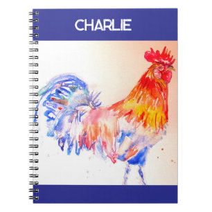 Cahier Garçons Enfants Poulet Aquarelle Coq