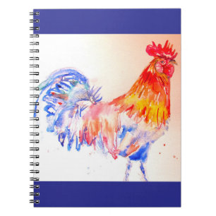 Cahier Garçons Enfants Poulet Aquarelle Coq Oiseau