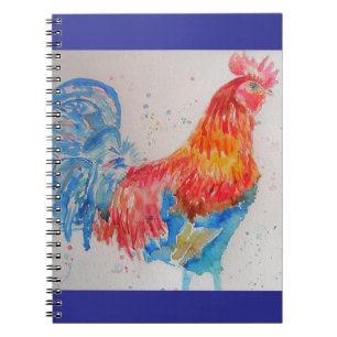 Cahier Garçons Enfants Poulet Aquarelle Coq Oiseau