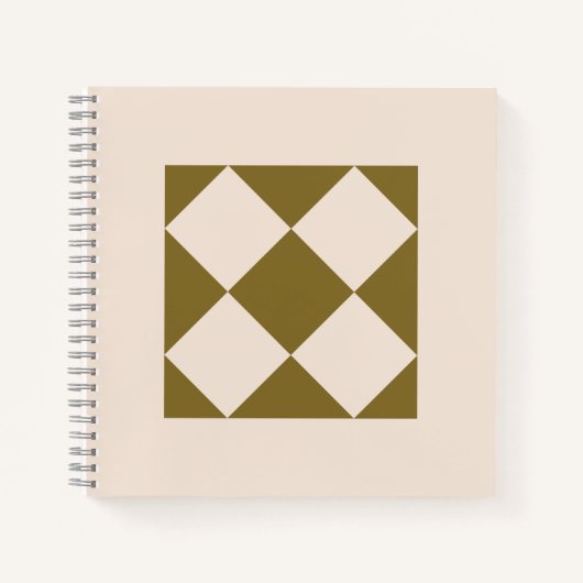 Cahier Géométrique Elégant Vert Olive & Crème (Devant)