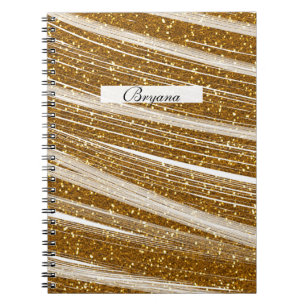 Cahier Glamour Chic Paillettes Blanches Dorées