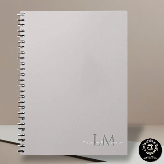 Cahier gris taupe monogramme personnalisé