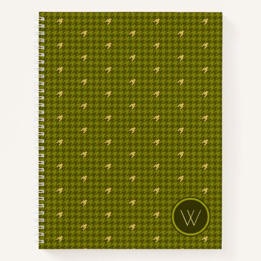 Cahier Houndstooth avec accent doré et olive (Devant)