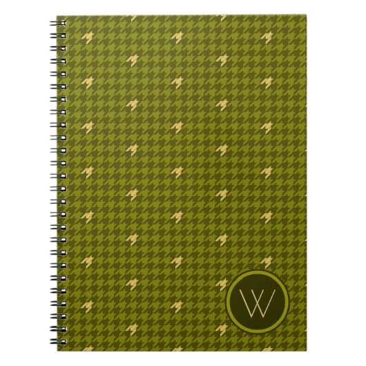 Cahier Houndstooth avec accent doré Olive (Devant)