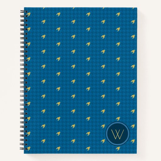 Cahier Houndstooth Bleu avec Accent Doré (Devant)
