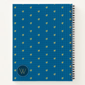 Cahier Houndstooth Bleu avec Accent Doré (Dos)