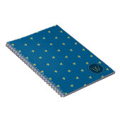 Cahier Houndstooth Bleu avec Accent Doré (Côté Droit)