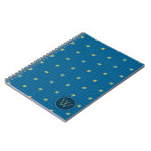 Cahier Houndstooth Bleu avec Accent Doré (Côté gauche)