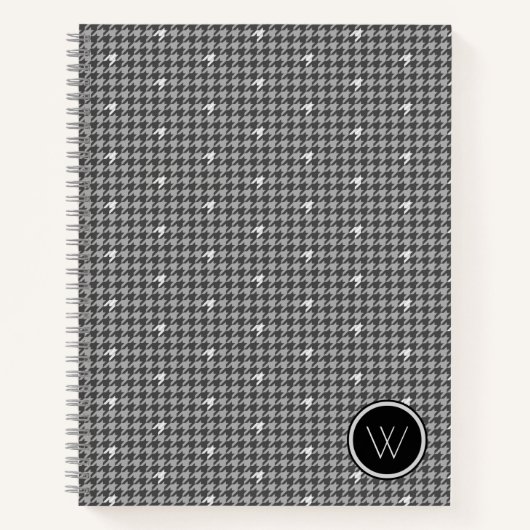 Cahier Houndstooth Gris avec Accent Argenté (Devant)