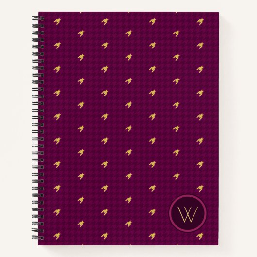 Cahier Houndstooth Rose avec Accent Doré (Devant)