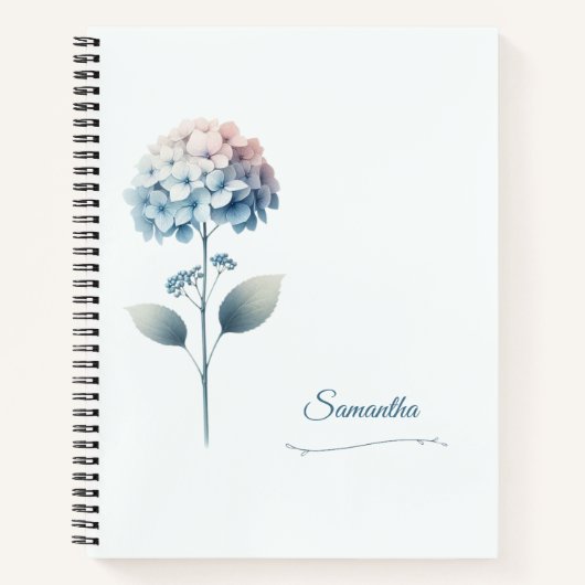 Cahier Hydrangea Nom Personnalisé (Devant)