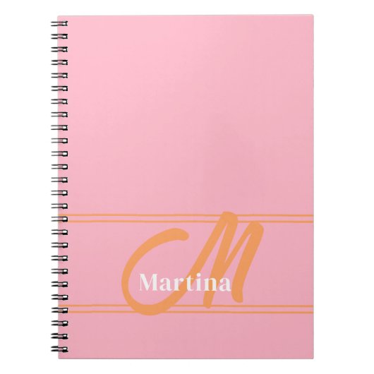 Cahier Initial Monogramme Moderne Tendance Rose (Devant)