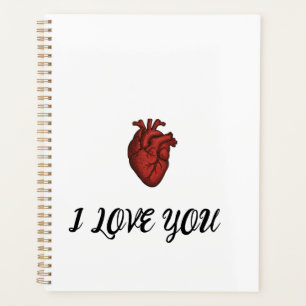 Cahier "JE T'AIME" avec illustrations d'un cœur an