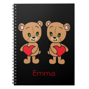 Cahier joli bébé ours avec des coeurs