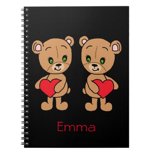 Cahier joli bébé ours avec des coeurs (Devant)