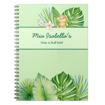 Cahier joli léopard tropical - Personnalisable