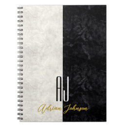 Cahier Journal à Monogramme Marbre Or Noir