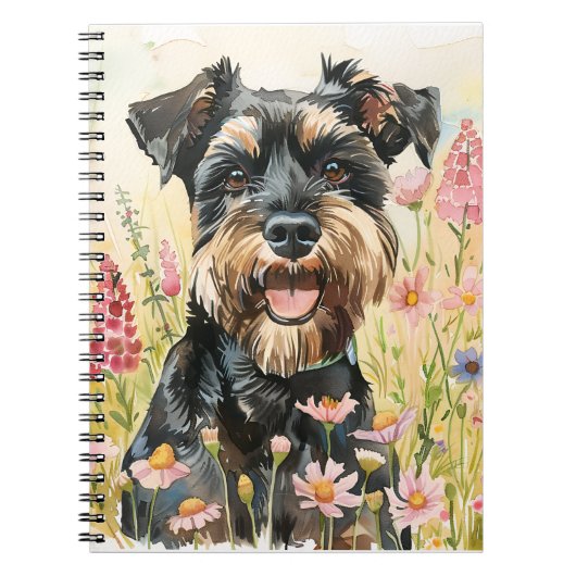 Cahier - Journal aquarelle Schnauzer pour chien Lo (Devant)