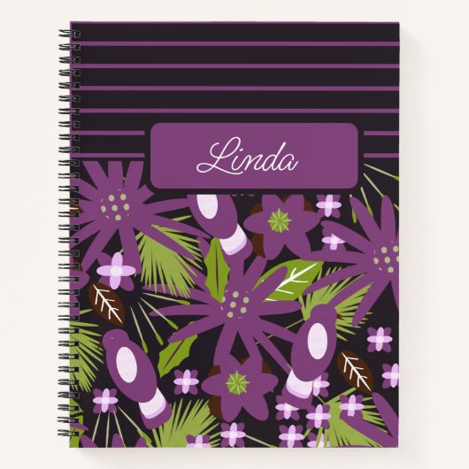 Cahier Journal Carnet Motif Violet Atténué Oiseaux (Devant)
