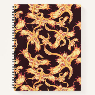 Cahier Journal Carnet Spirale Dragon Doré
