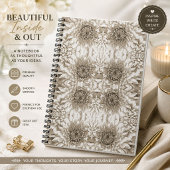 Cahier Journal Élégant Fleurs Beige