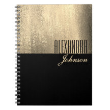Cahier Journal Élégant Nom Or Noir