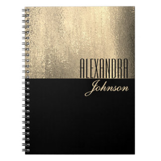 Cahier Journal Élégant Nom Or Noir
