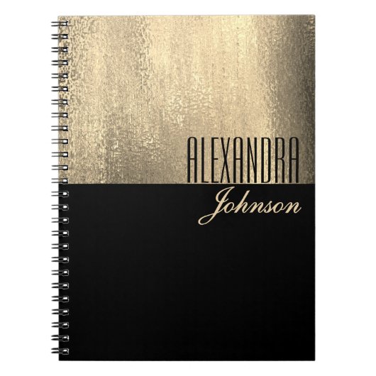Cahier Journal Élégant Nom Or Noir (Devant)