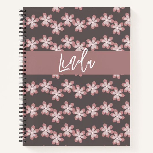 Cahier Journal Groovy Florals Rose Assourdi Nom (Devant)