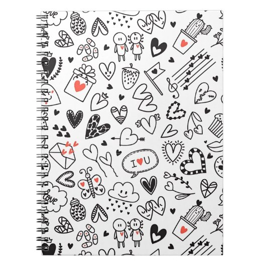 Cahier Journal Intime Love Doodle Mignon (Devant)