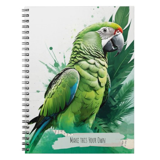 Cahier Journal Moderne Feuilles Vertes Perroquet V (Devant)