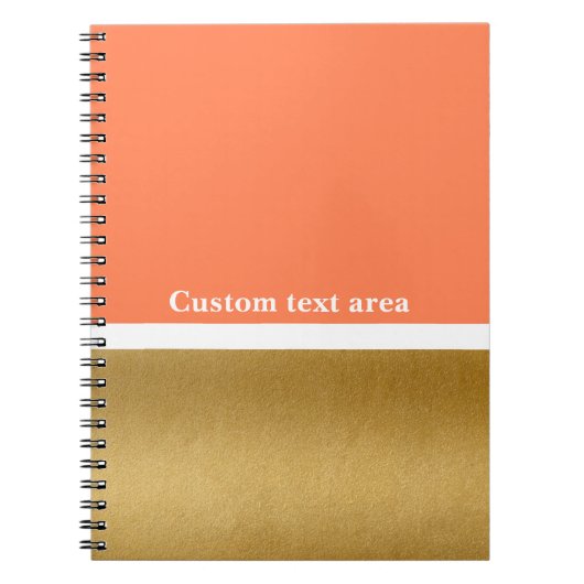 Cahier Journal Moderne Luxe Corail Or Et Blanc (Devant)