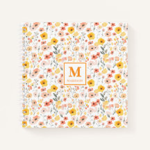 Cahier Journal Monogramme Aquarelle Fleur Sauvage