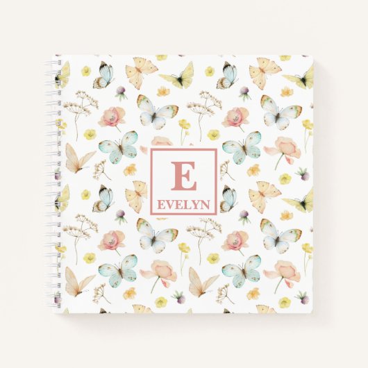 Cahier Journal Monogramme Papillons (Devant)
