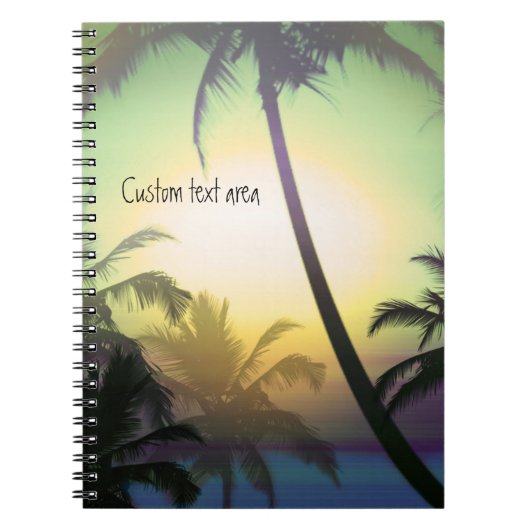 Cahier journal Palmiers Chaleur Tropicale Plage (Devant)